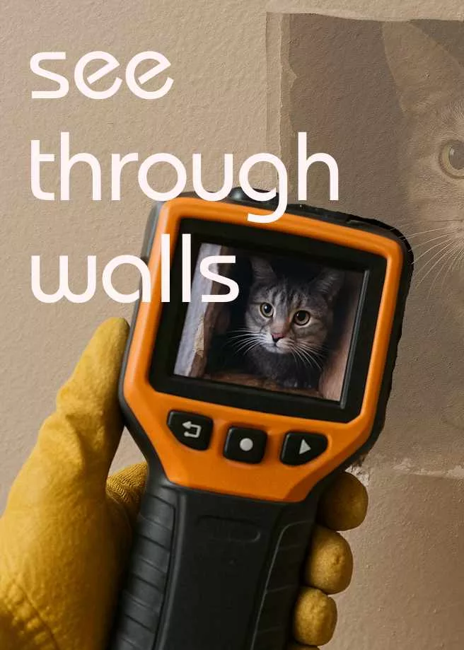 Cat trapped in wall - see through walls device